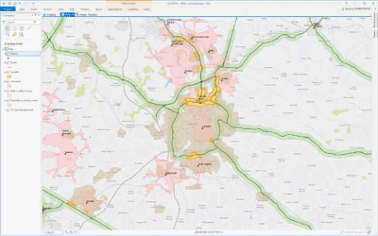 Example of multi-criteria GIS analysis
