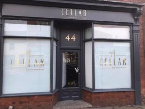 Just Finished the Brand new Bar coming to Town. CELLAR 44. CNC Cut Out Letters, with Gold Leaf Vinyl to the face. And Mirror Gold Vinyls to the windows.