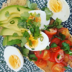 boiled egg avocado and tomatoes on toast 300x300